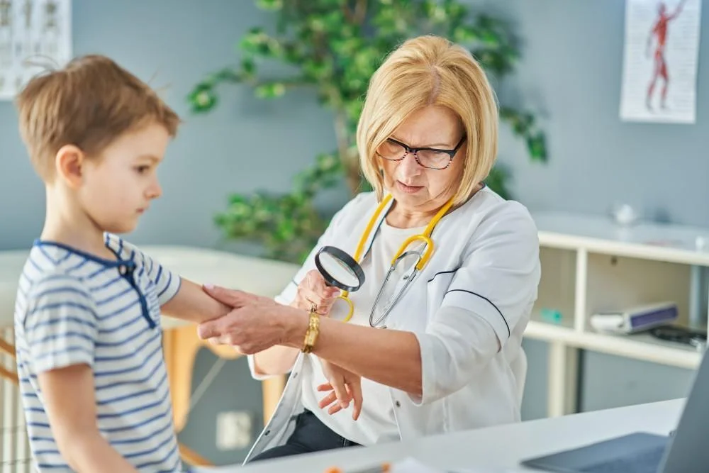 A pharmacist treating a children